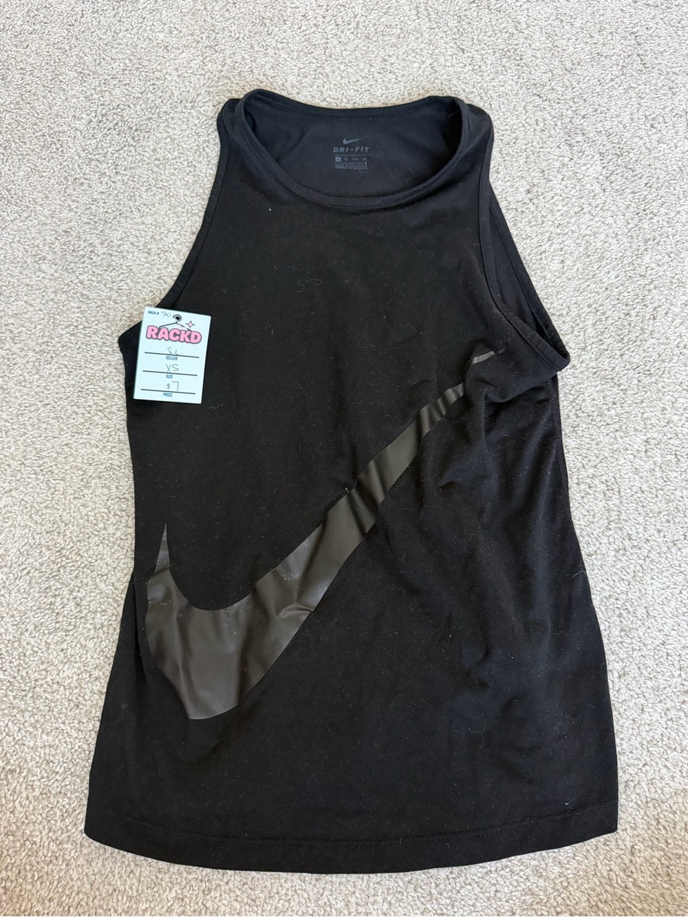 Nike Black Racerback Tank with Large Swoosh